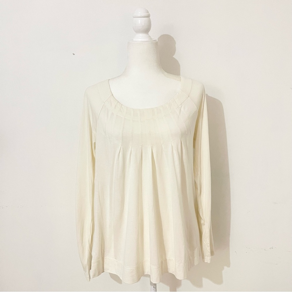 vintage elle cream pintuck long sleeve top, reminds me of miuccia prada